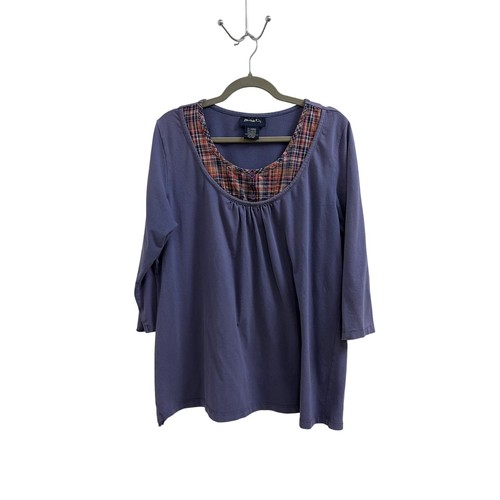 Top plaid scoop neck - neck, cabin