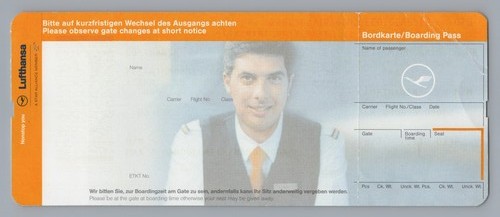 Lufthansa boarding pass blank - boarding,